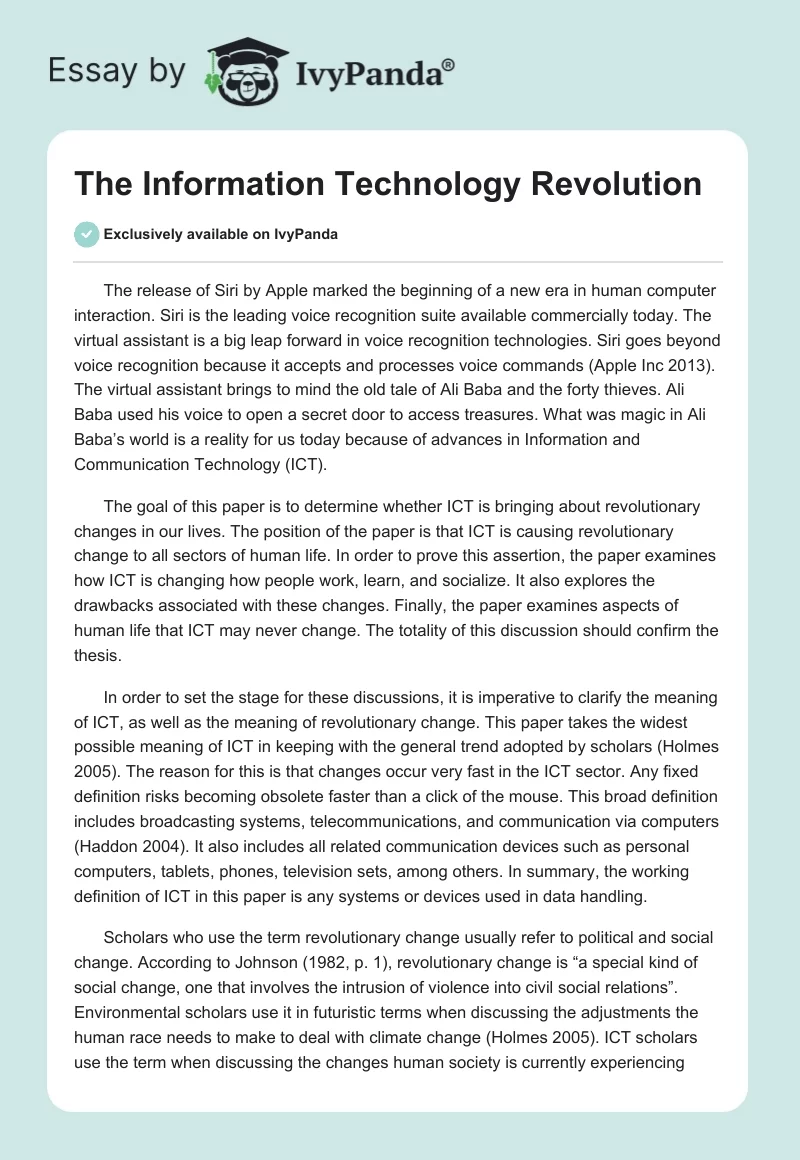 The Information Technology Revolution. Page 1