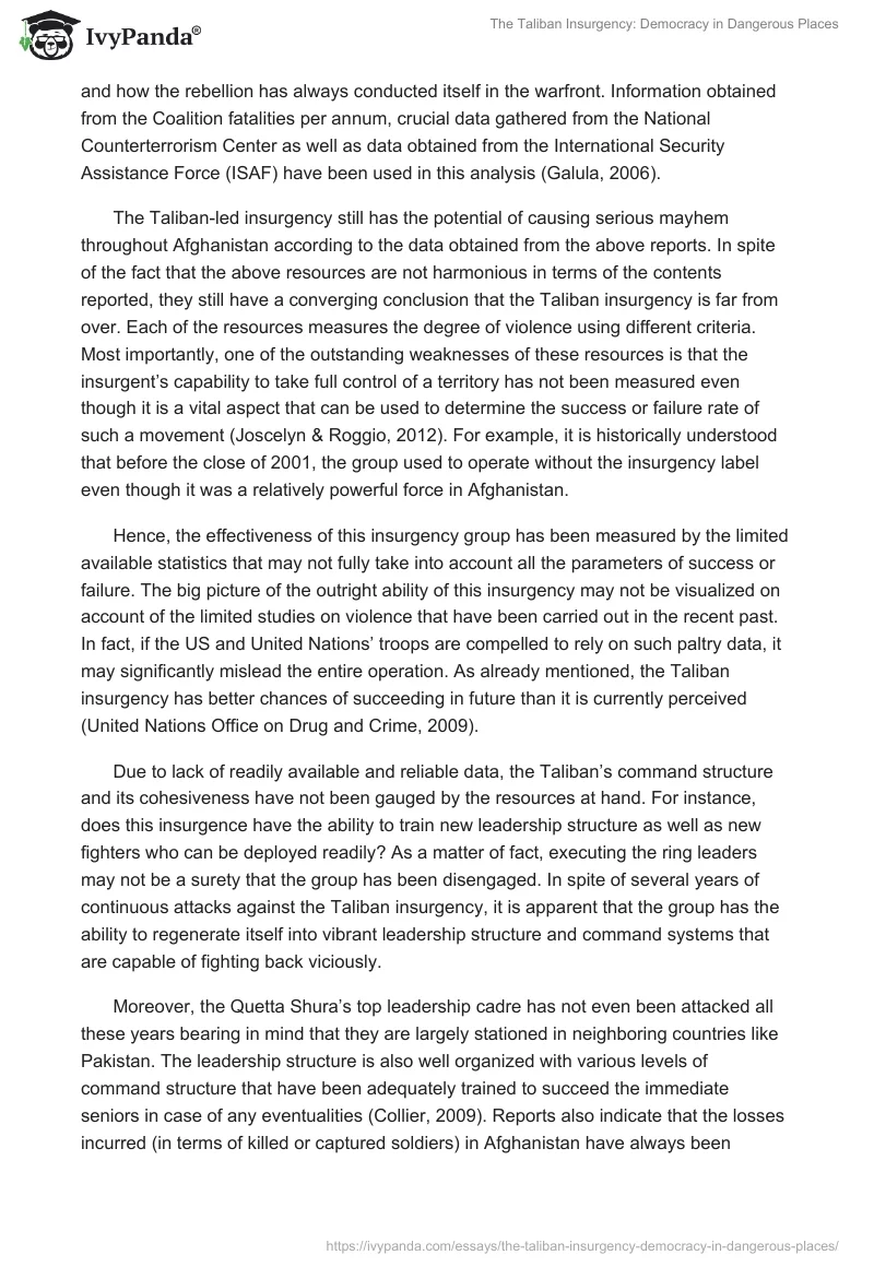 The Taliban Insurgency: Democracy in Dangerous Places. Page 2
