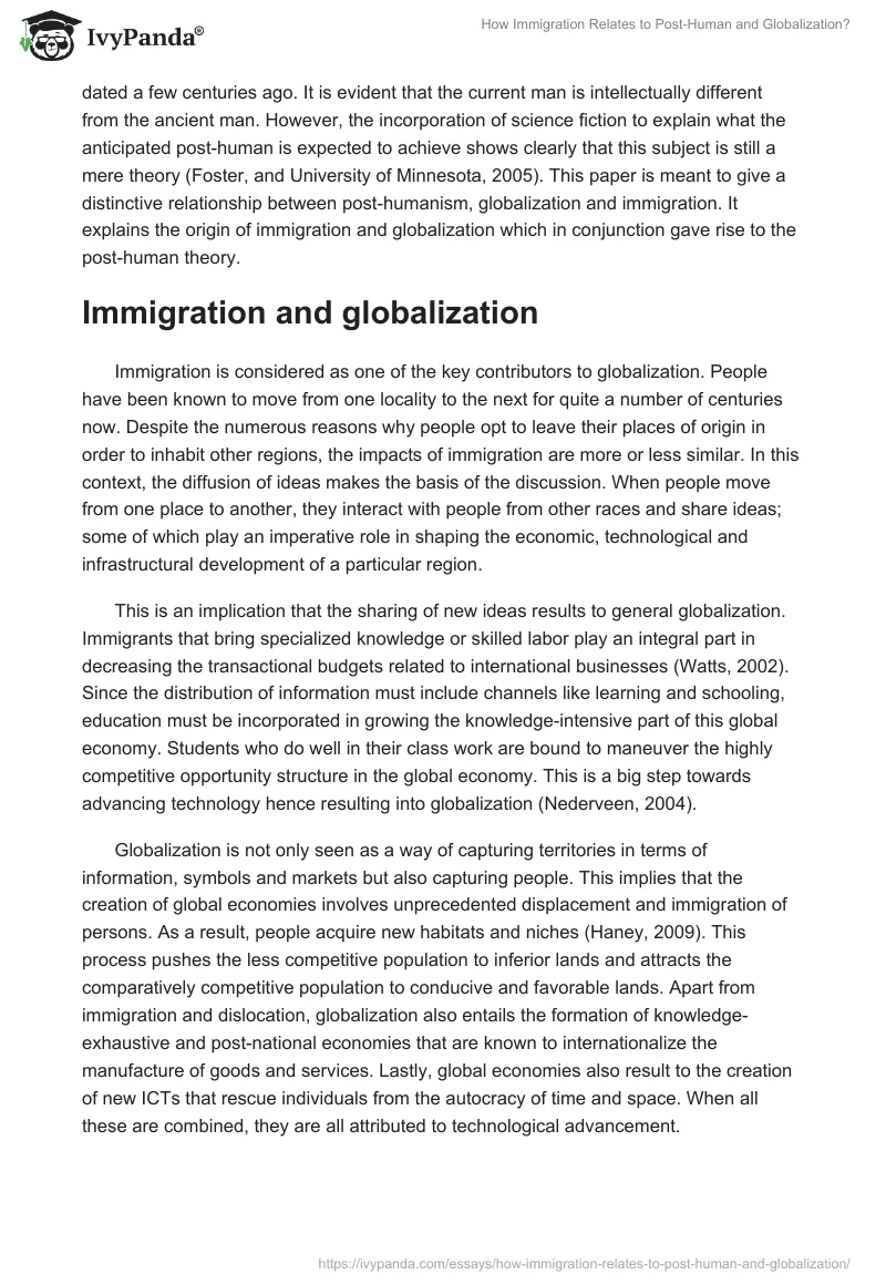 How Immigration Relates to Post-Human and Globalization?. Page 3
