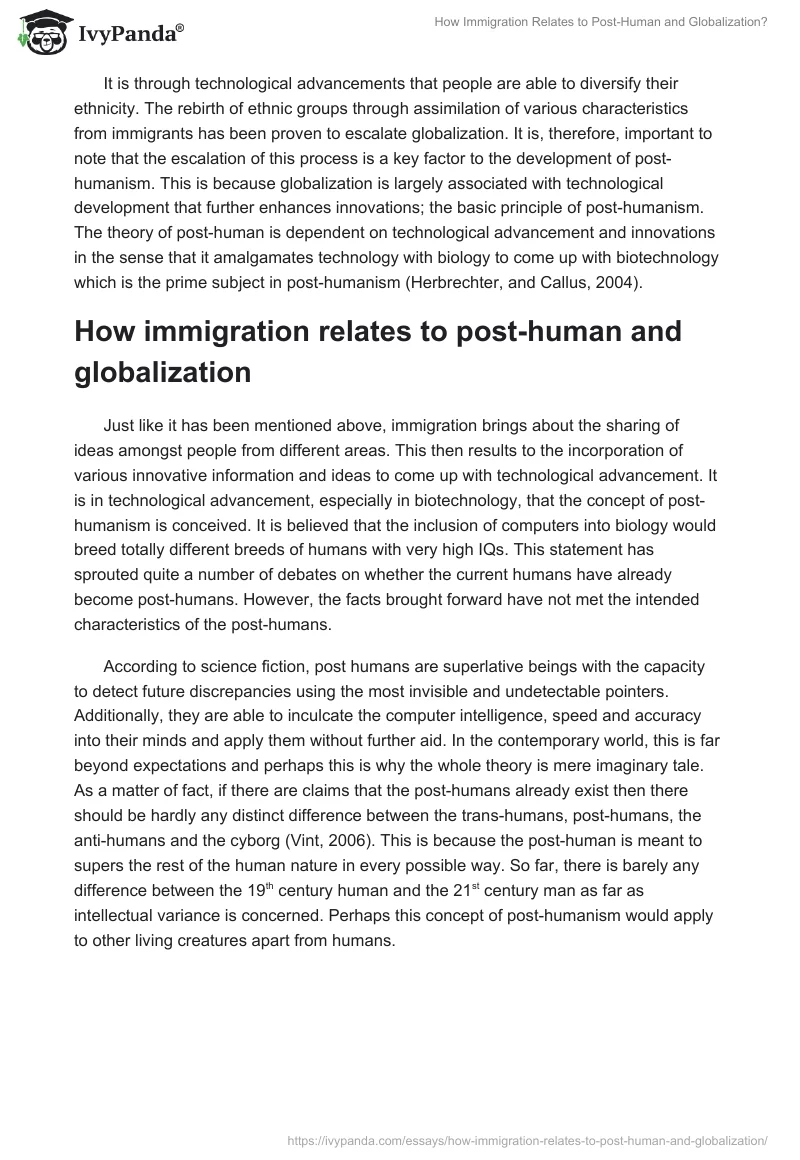 How Immigration Relates to Post-Human and Globalization?. Page 4
