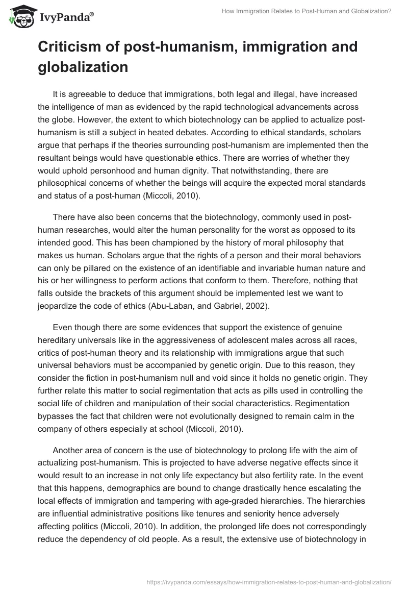 How Immigration Relates to Post-Human and Globalization?. Page 5