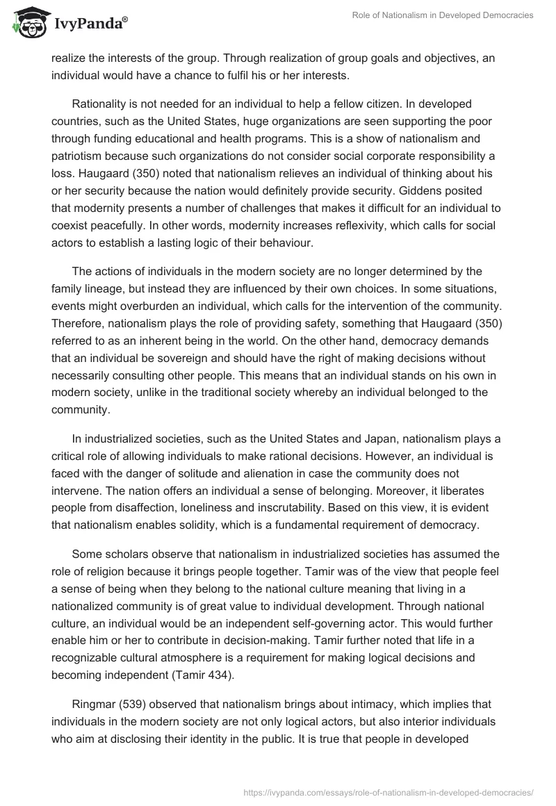 Role of Nationalism in Developed Democracies. Page 2