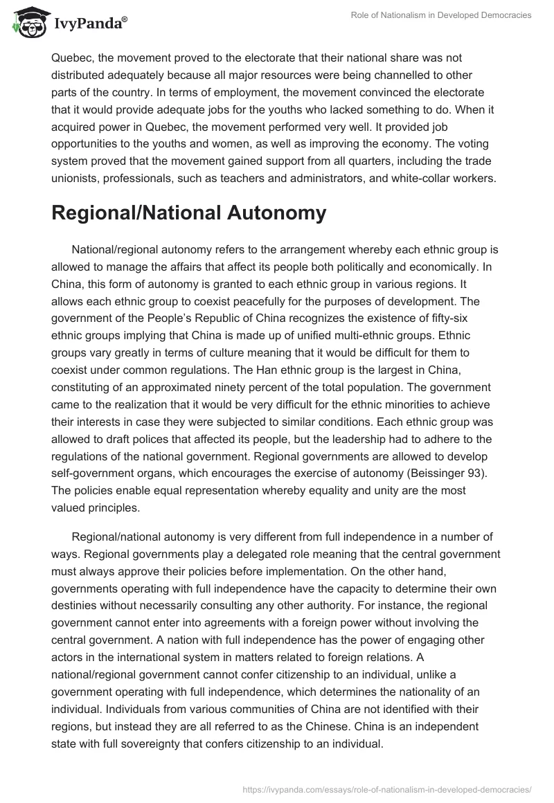 Role of Nationalism in Developed Democracies. Page 5