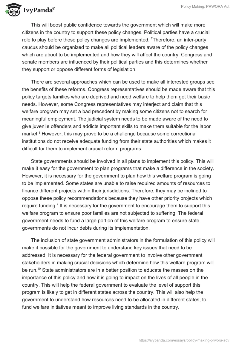 Policy Making: PRWORA Act. Page 3
