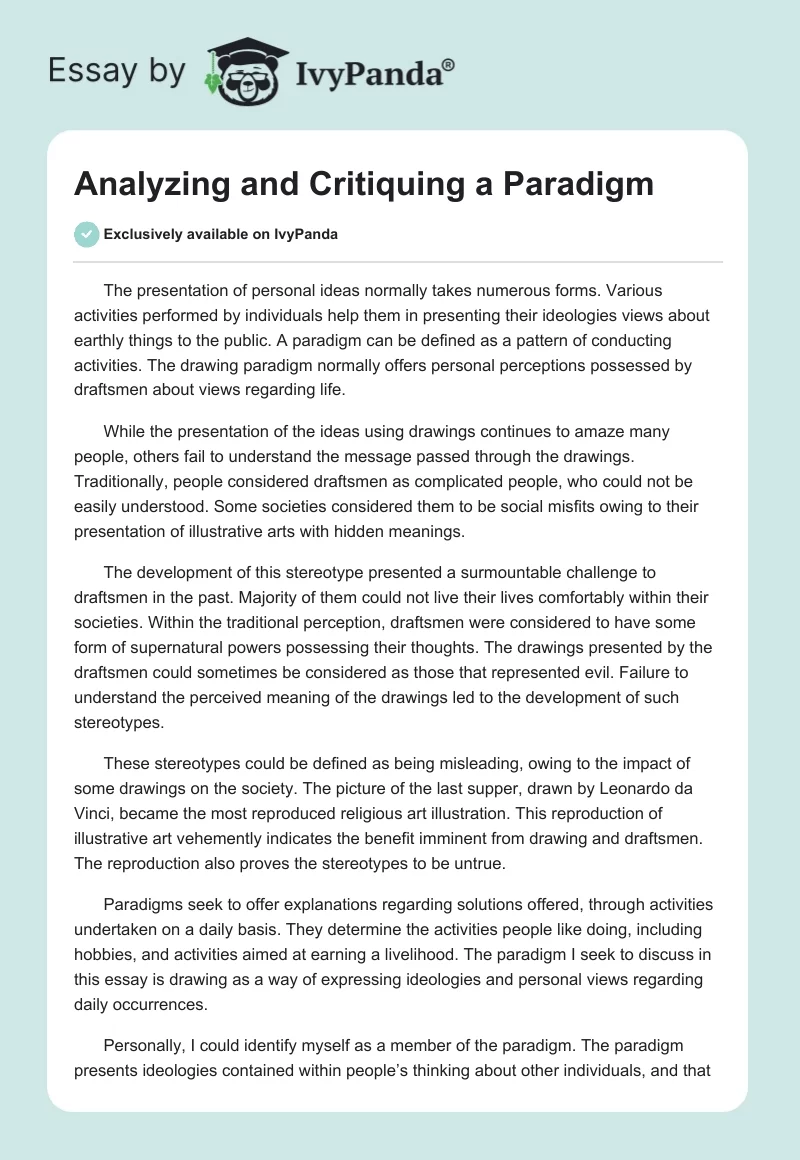 Analyzing and Critiquing a Paradigm. Page 1