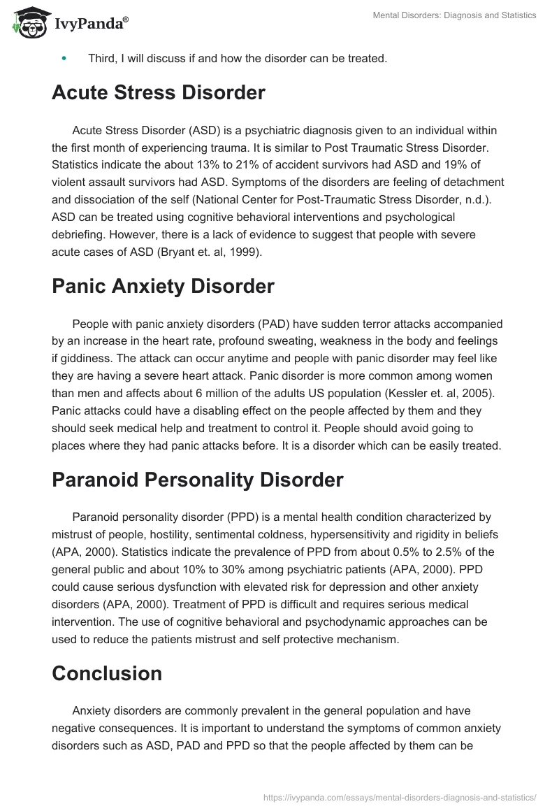 Mental Disorders: Diagnosis and Statistics. Page 2