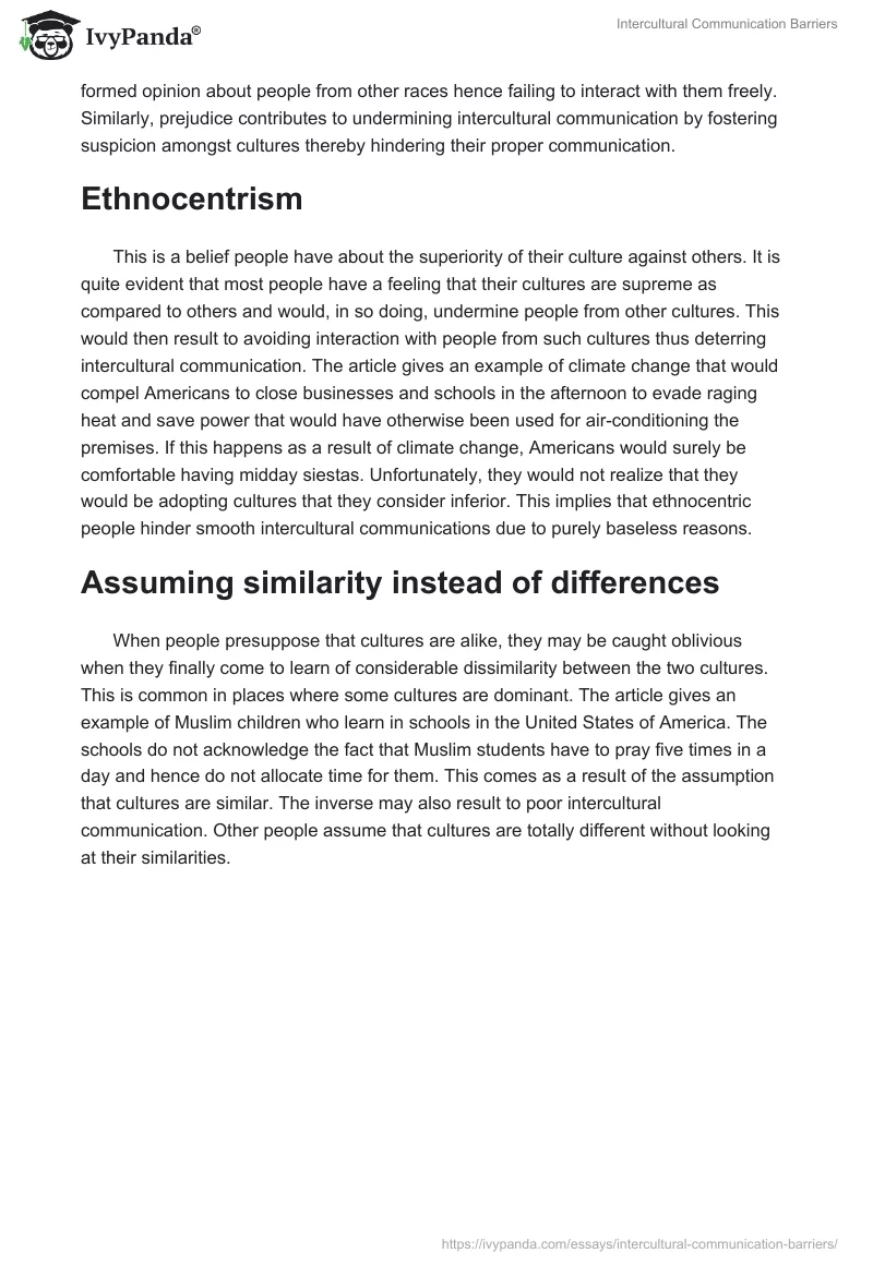 Intercultural Communication Barriers. Page 2