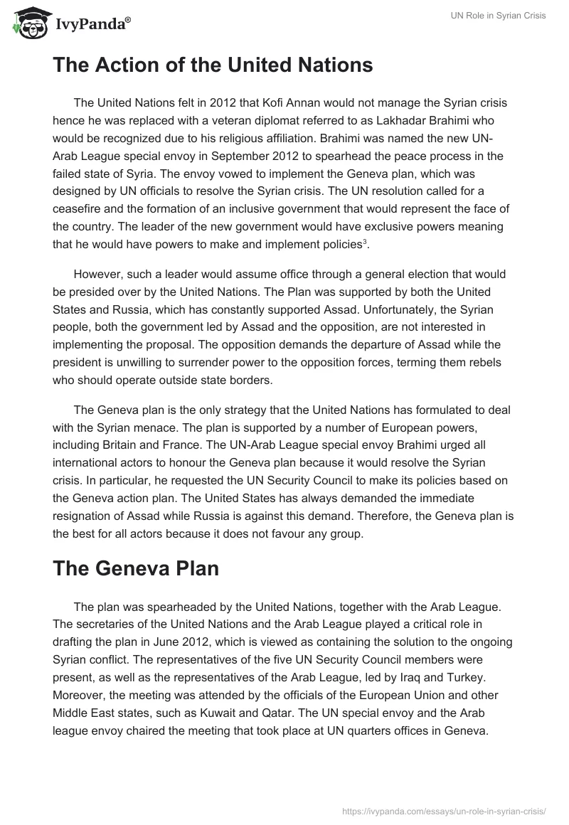 UN Role in Syrian Crisis. Page 2