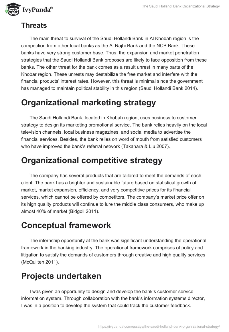 The Saudi Hollandi Bank Organizational Strategy. Page 3