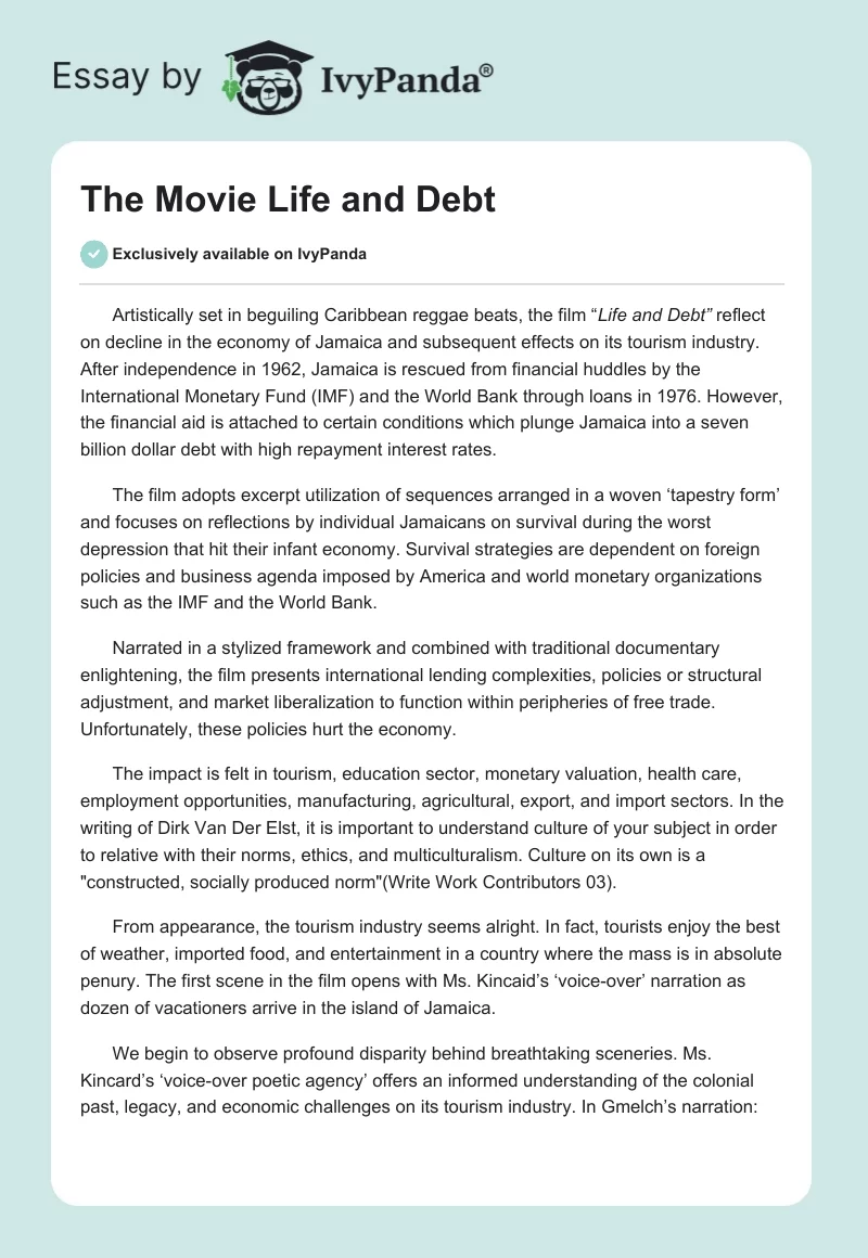 The Movie Life and Debt. Page 1