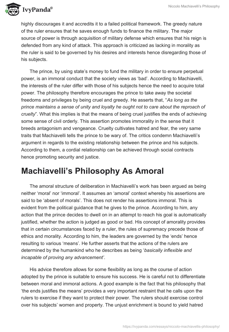 Niccolo Machiavelli’s Philosophy. Page 2