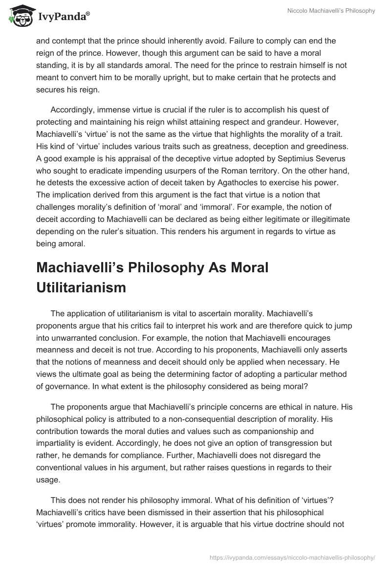 Niccolo Machiavelli’s Philosophy. Page 3