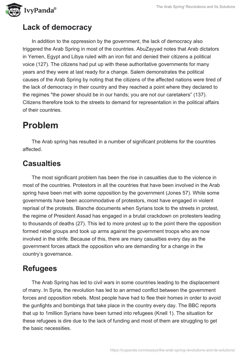 The Arab Spring' Revolutions and Its Solutions. Page 2