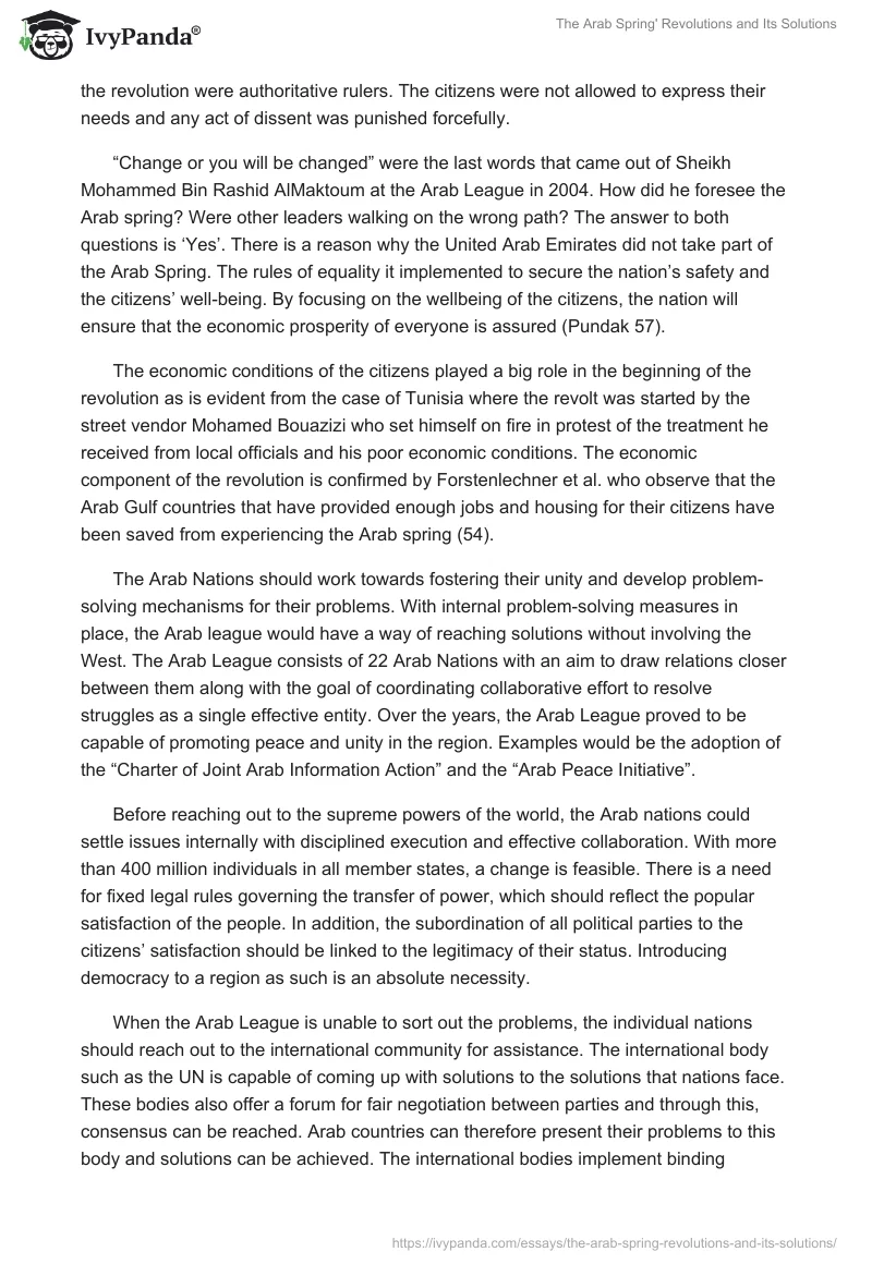 The Arab Spring' Revolutions and Its Solutions. Page 4