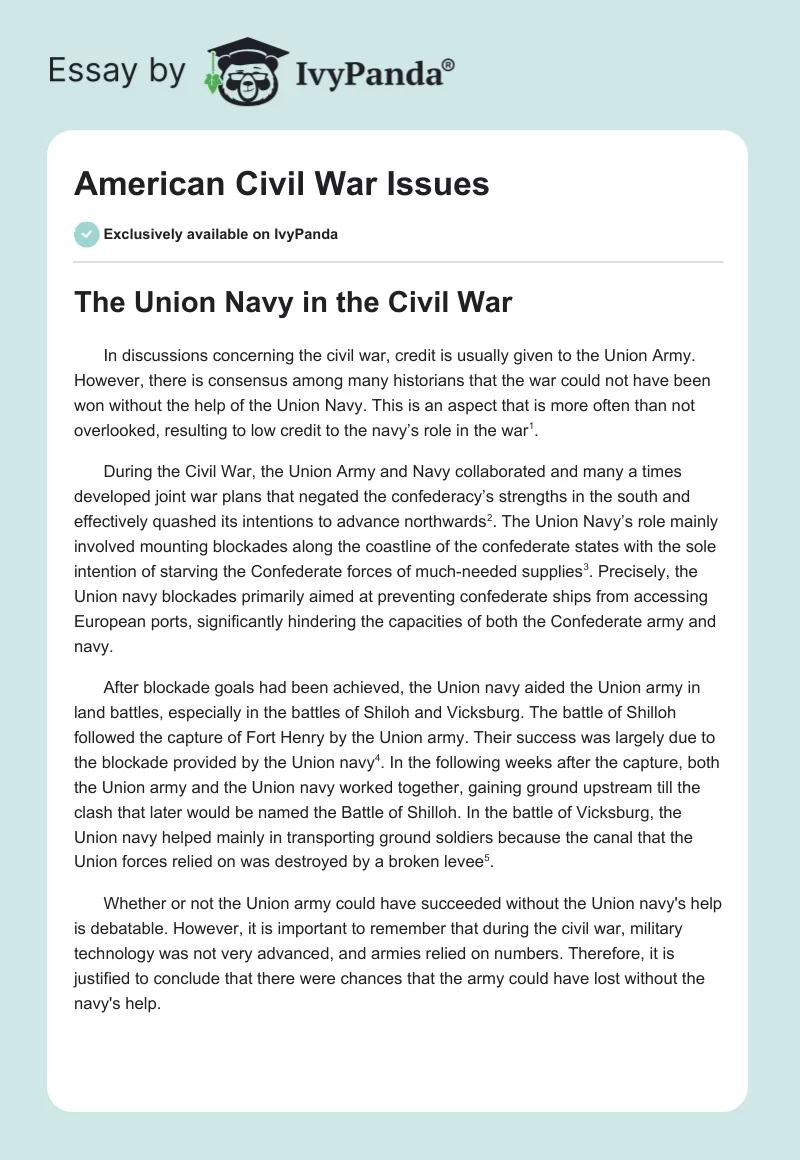 American Civil War Issues. Page 1