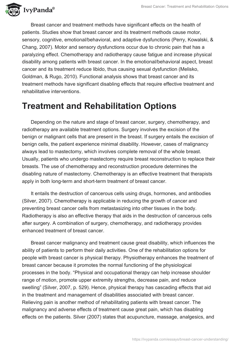 Breast Cancer: Treatment and Rehabilitation Options. Page 2