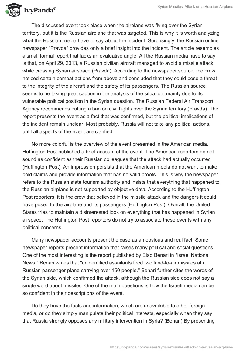 Syrian Missiles' Attack on a Russian Airplane. Page 2