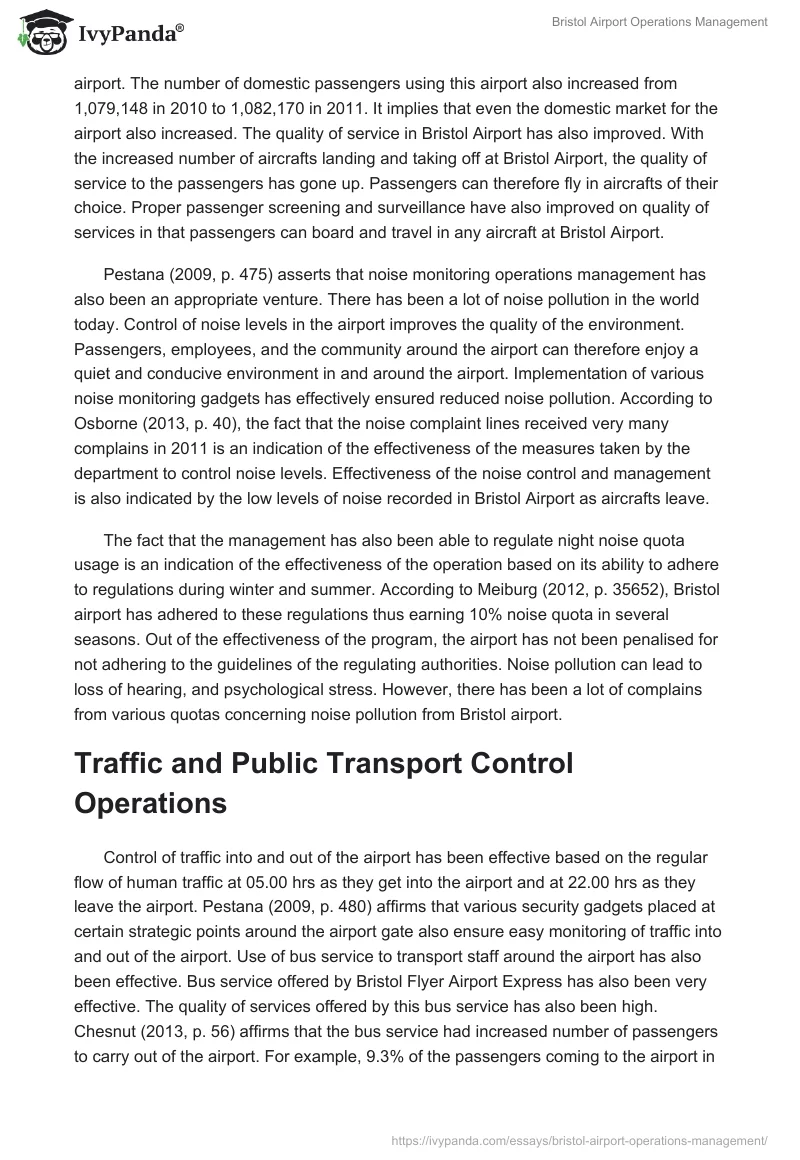 Bristol Airport Operations Management. Page 5