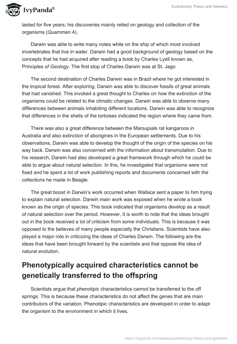 Evolutionary Theory and Genetics. Page 3
