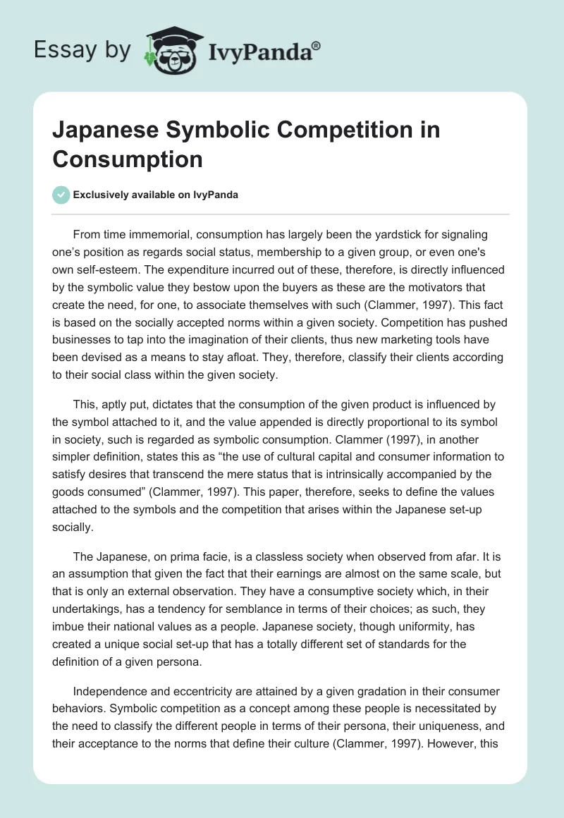 Japanese Symbolic Competition in Consumption. Page 1