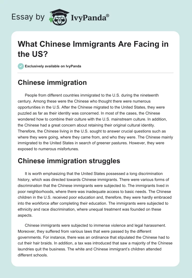 What Chinese Immigrants Are Facing in the US?. Page 1