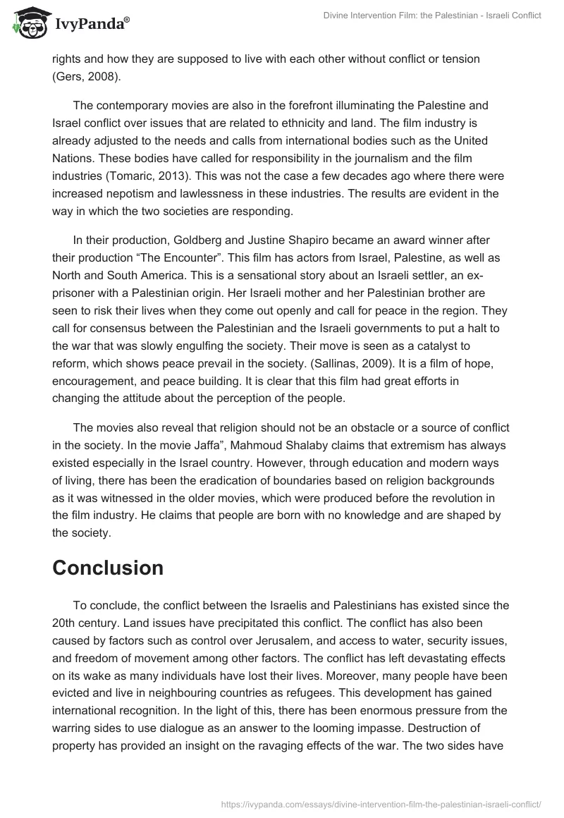 "Divine Intervention" Film: The Palestinian-Israeli Conflict. Page 5