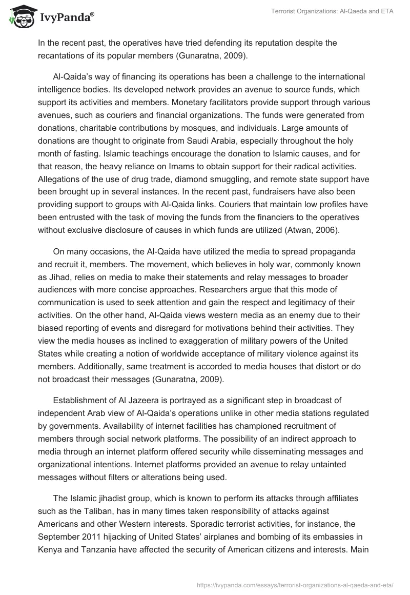 Terrorist Organizations: Al-Qaeda and ETA. Page 2