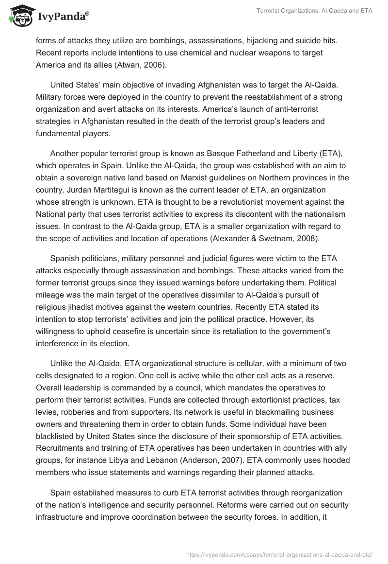 Terrorist Organizations: Al-Qaeda and ETA. Page 3