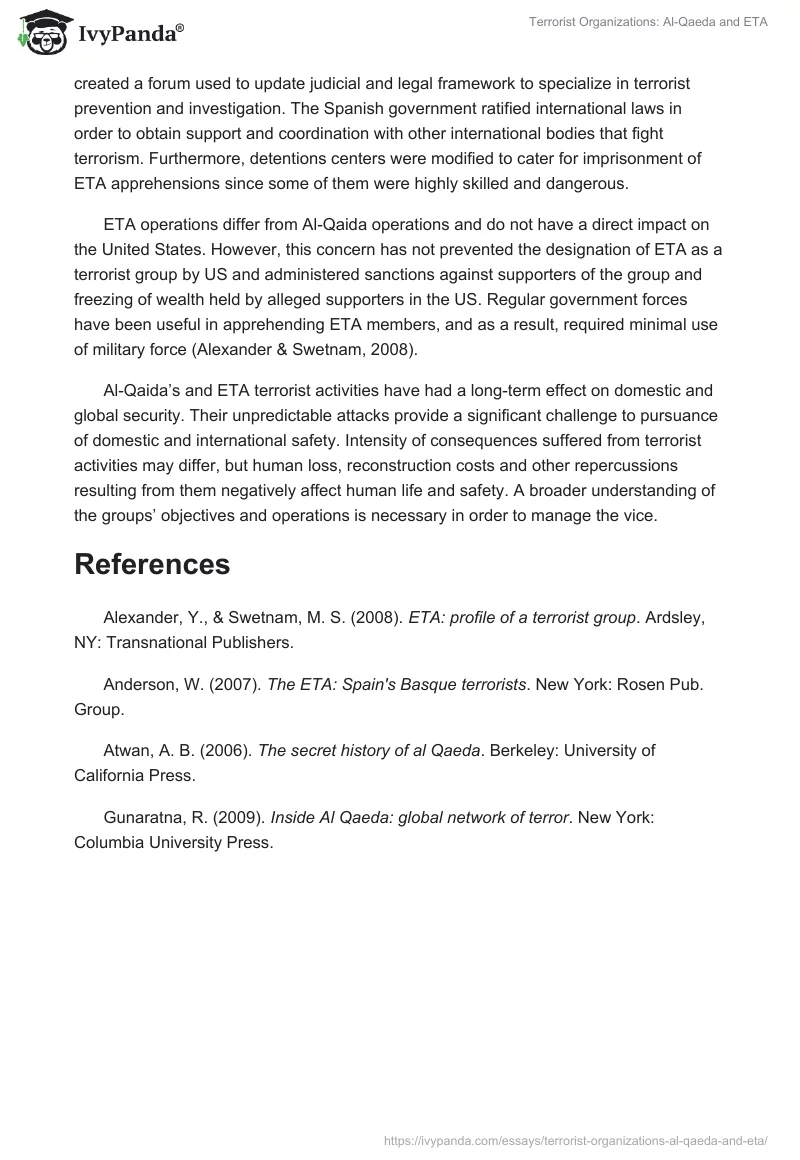 Terrorist Organizations: Al-Qaeda and ETA. Page 4