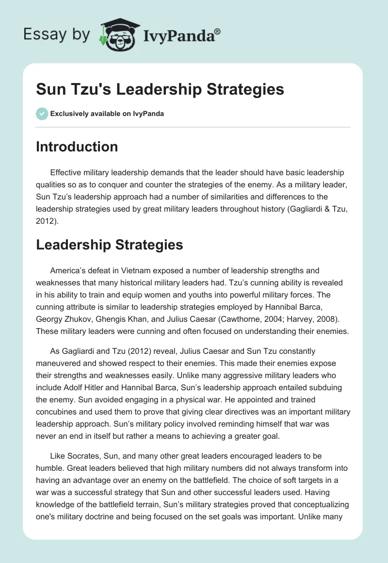 Sun Tzu's Leadership Strategies. Page 1