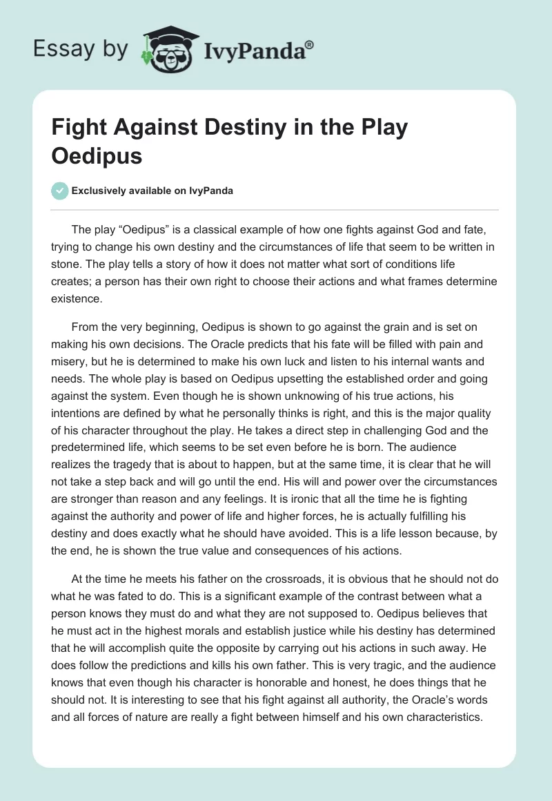 Fight Against Destiny in the Play "Oedipus". Page 1