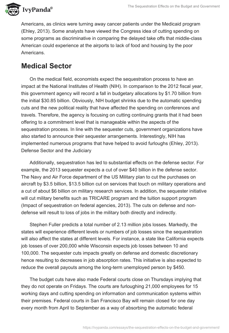 The Sequestration Effects on the Budget and Government. Page 4