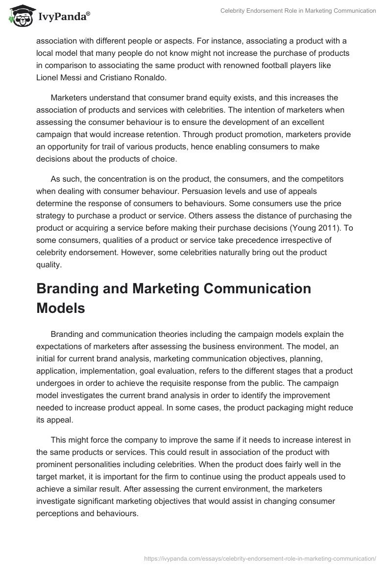 Celebrity Endorsement Role in Marketing Communication. Page 4