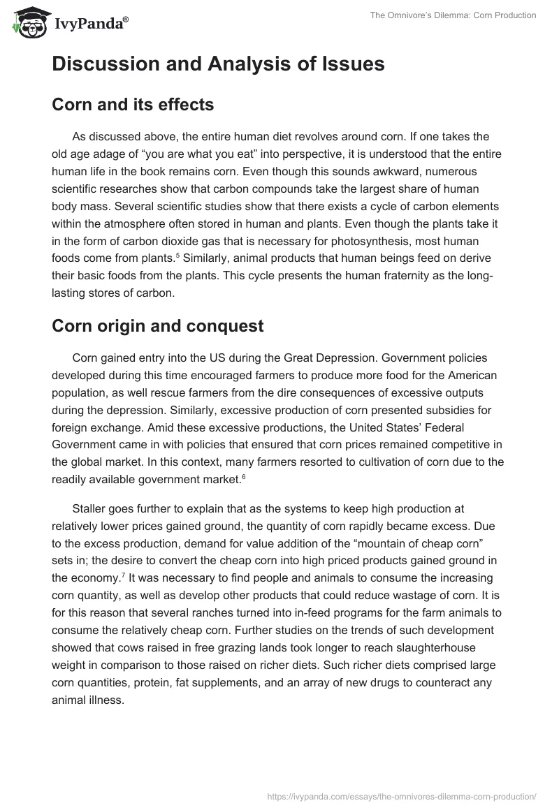 The Omnivore’s Dilemma: Corn Production. Page 3