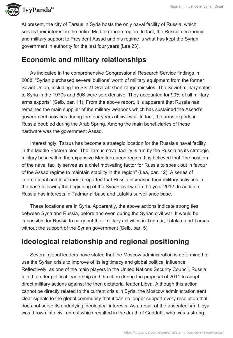 Russian Influence in Syrian Crisis. Page 4