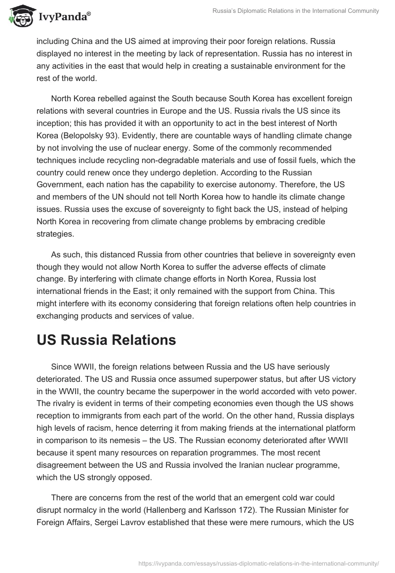 Russia’s Diplomatic Relations in the International Community. Page 4