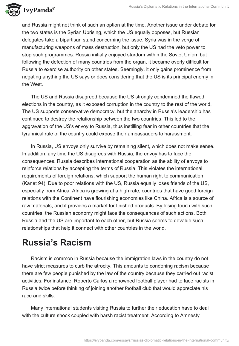 Russia’s Diplomatic Relations in the International Community. Page 5