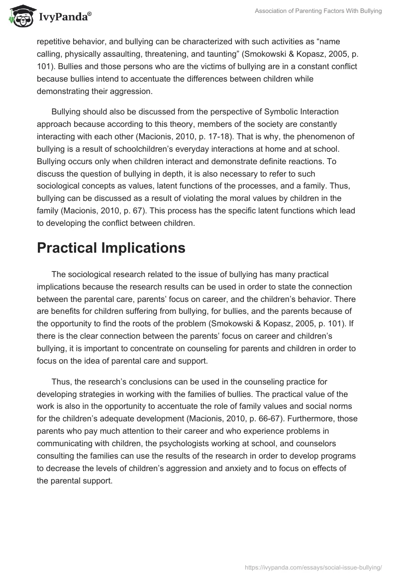 Association of Parenting Factors With Bullying. Page 2