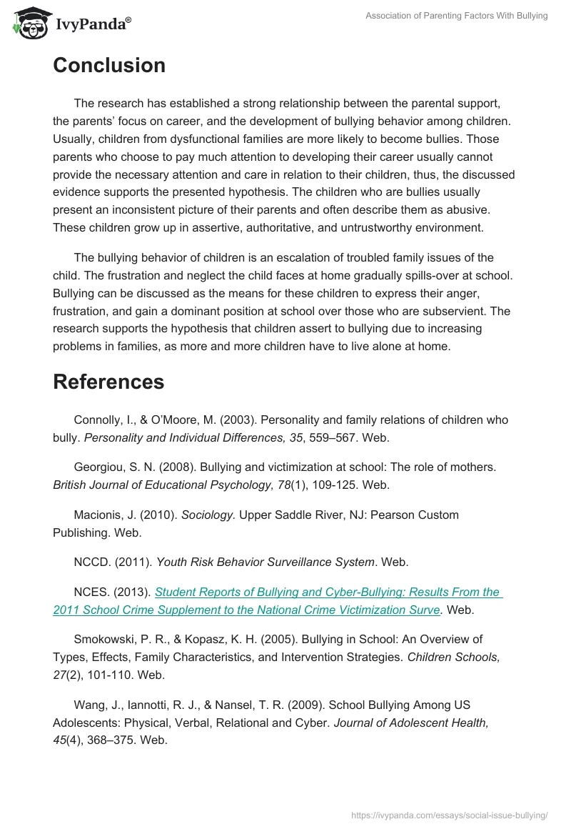 Association of Parenting Factors With Bullying. Page 4