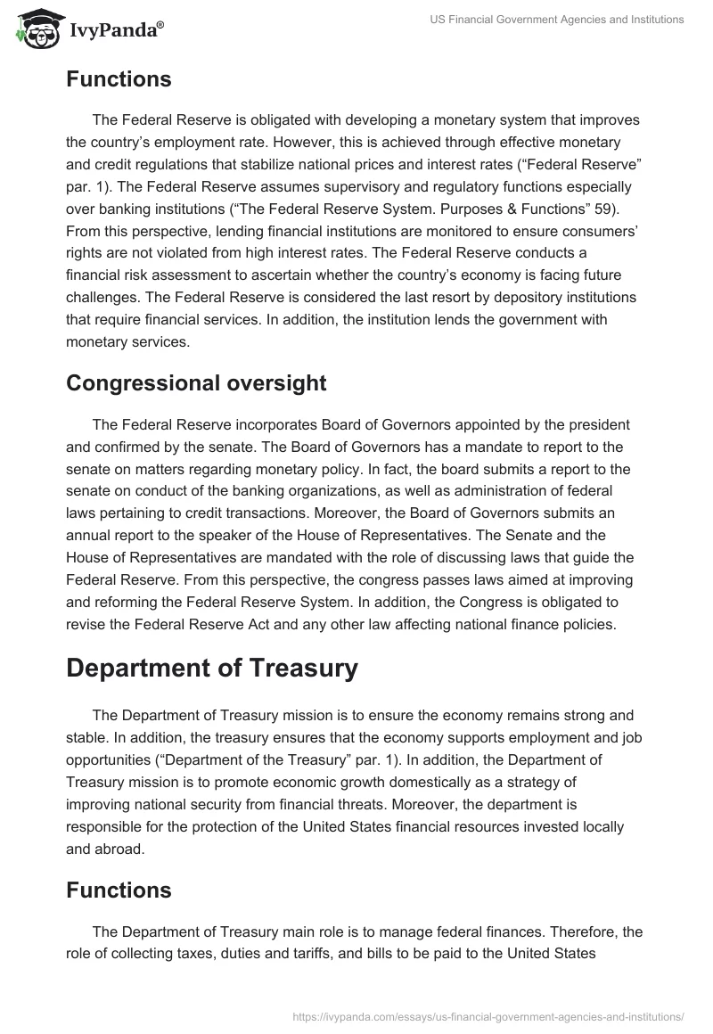 US Financial Government Agencies and Institutions. Page 2