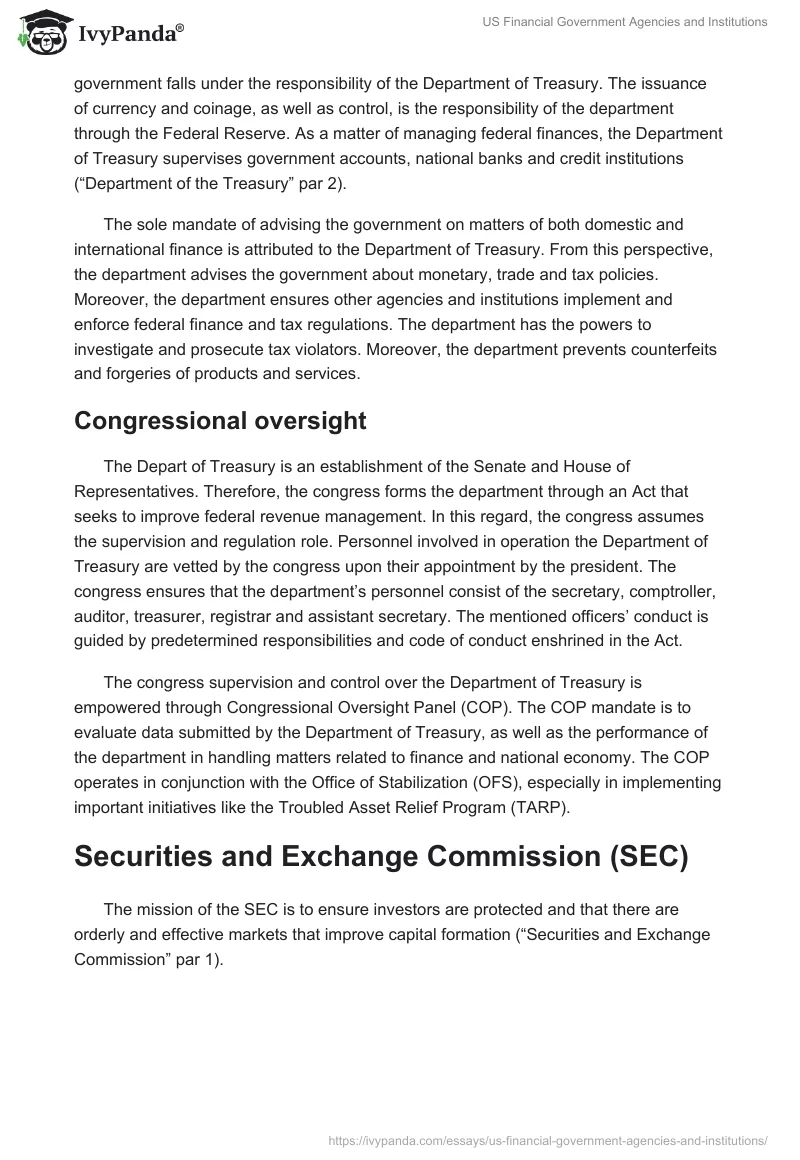 US Financial Government Agencies and Institutions. Page 3