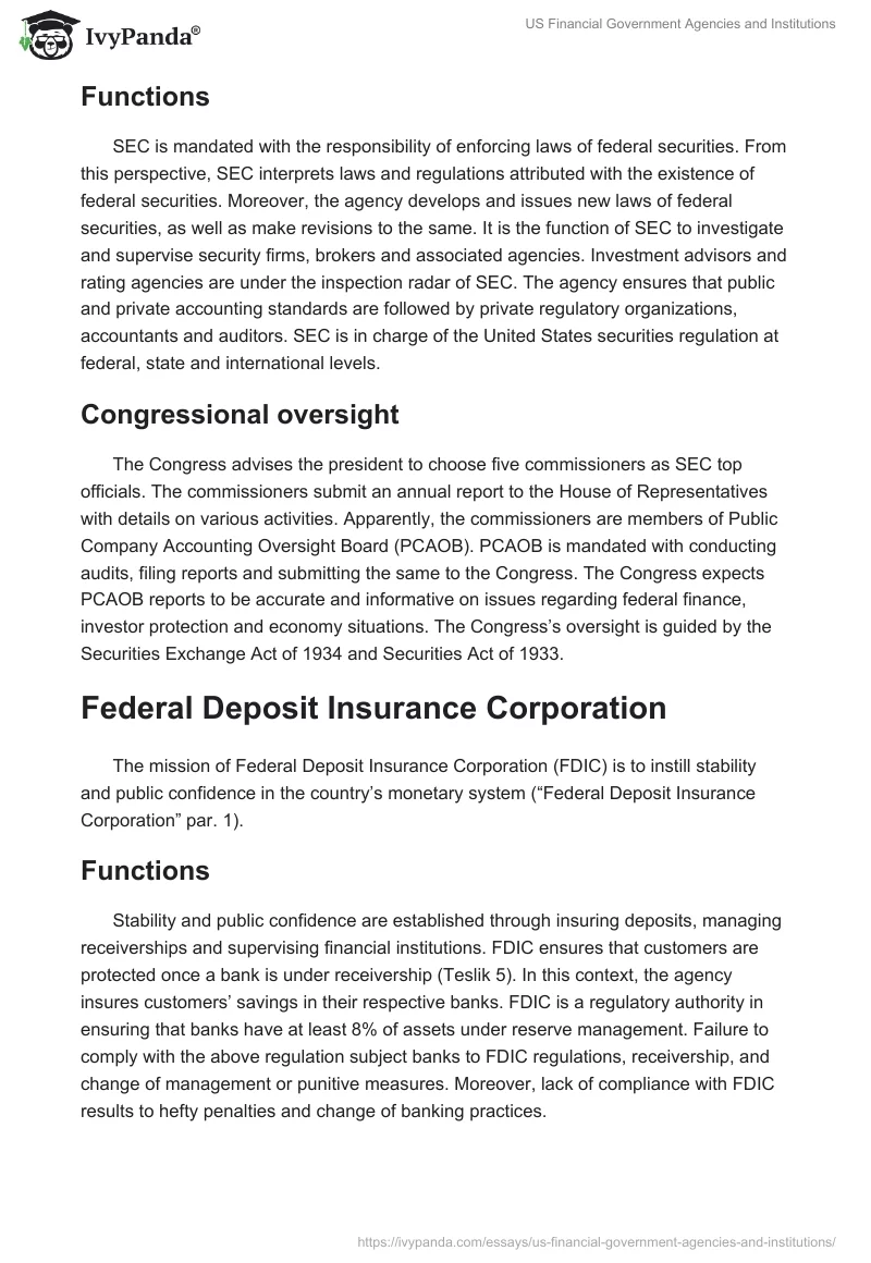 US Financial Government Agencies and Institutions. Page 4