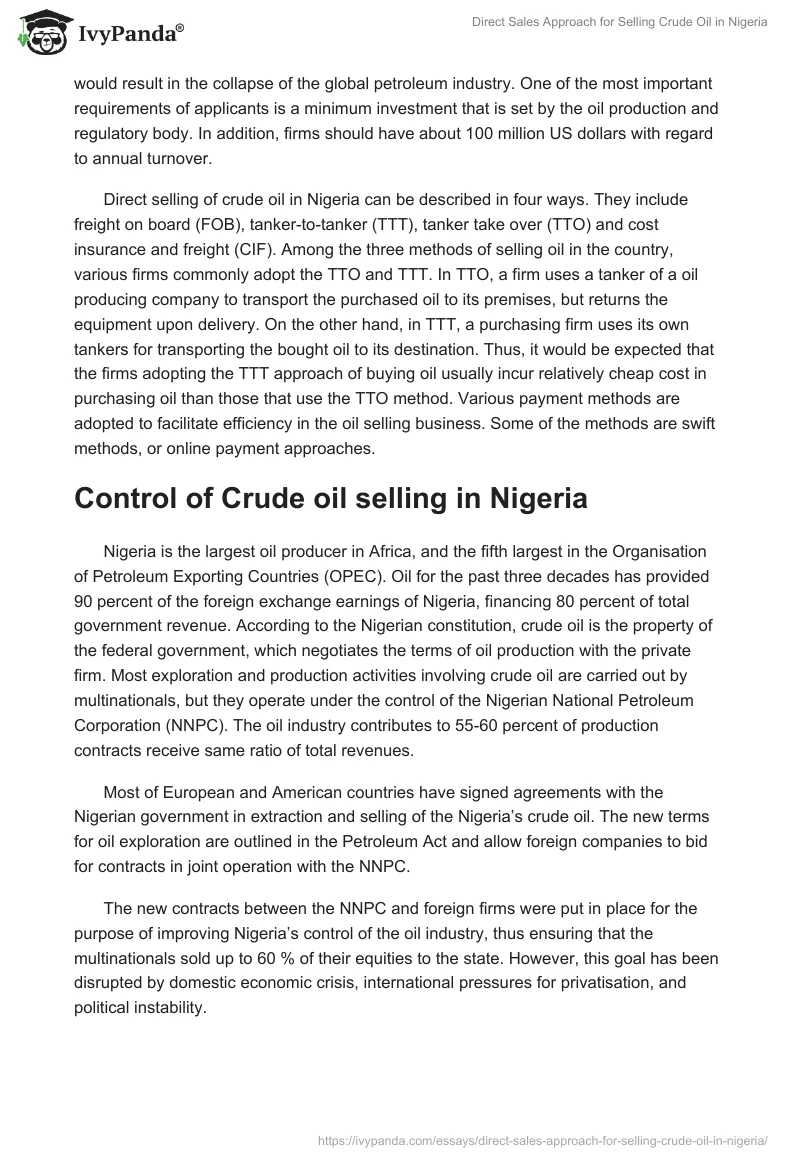 Direct Sales Approach for Selling Crude Oil in Nigeria. Page 2
