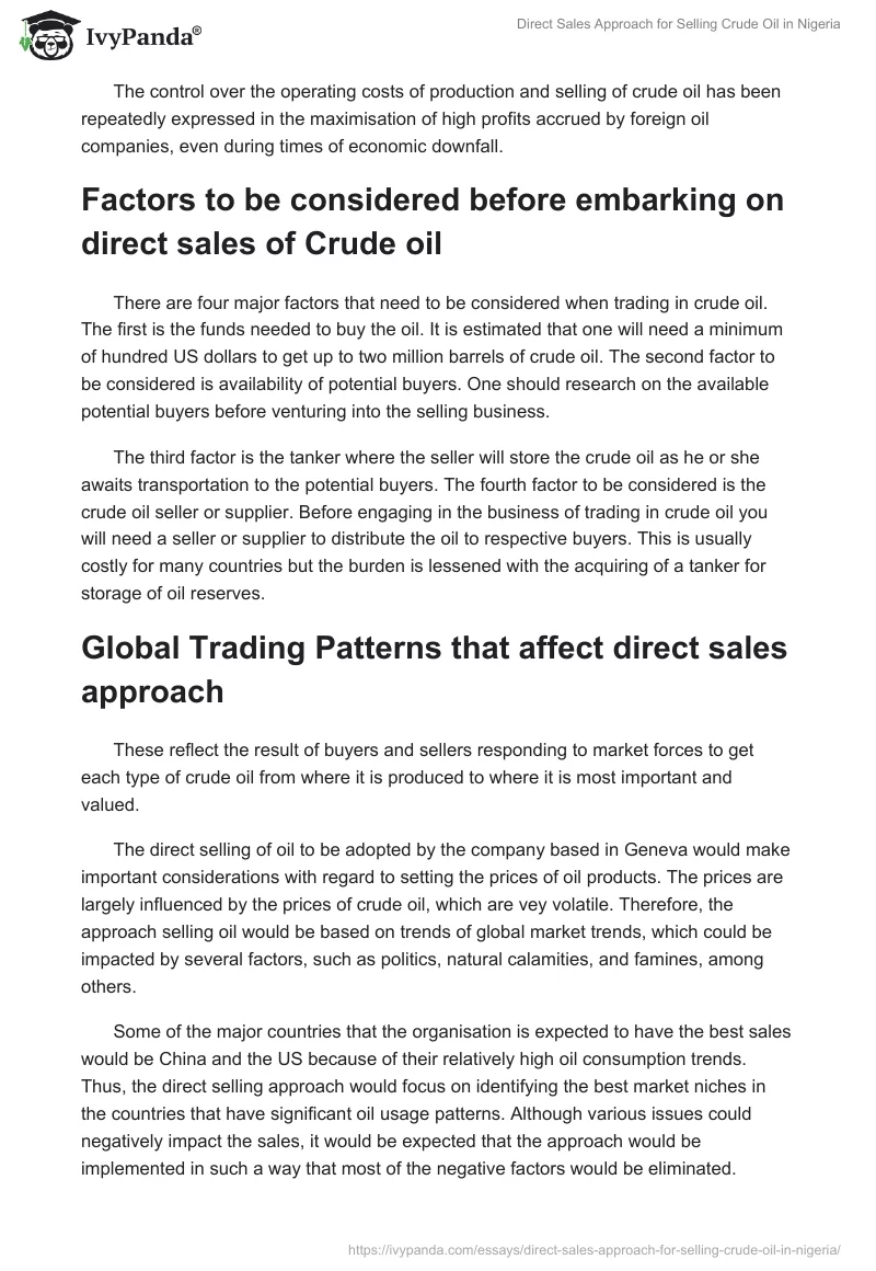 Direct Sales Approach for Selling Crude Oil in Nigeria. Page 3