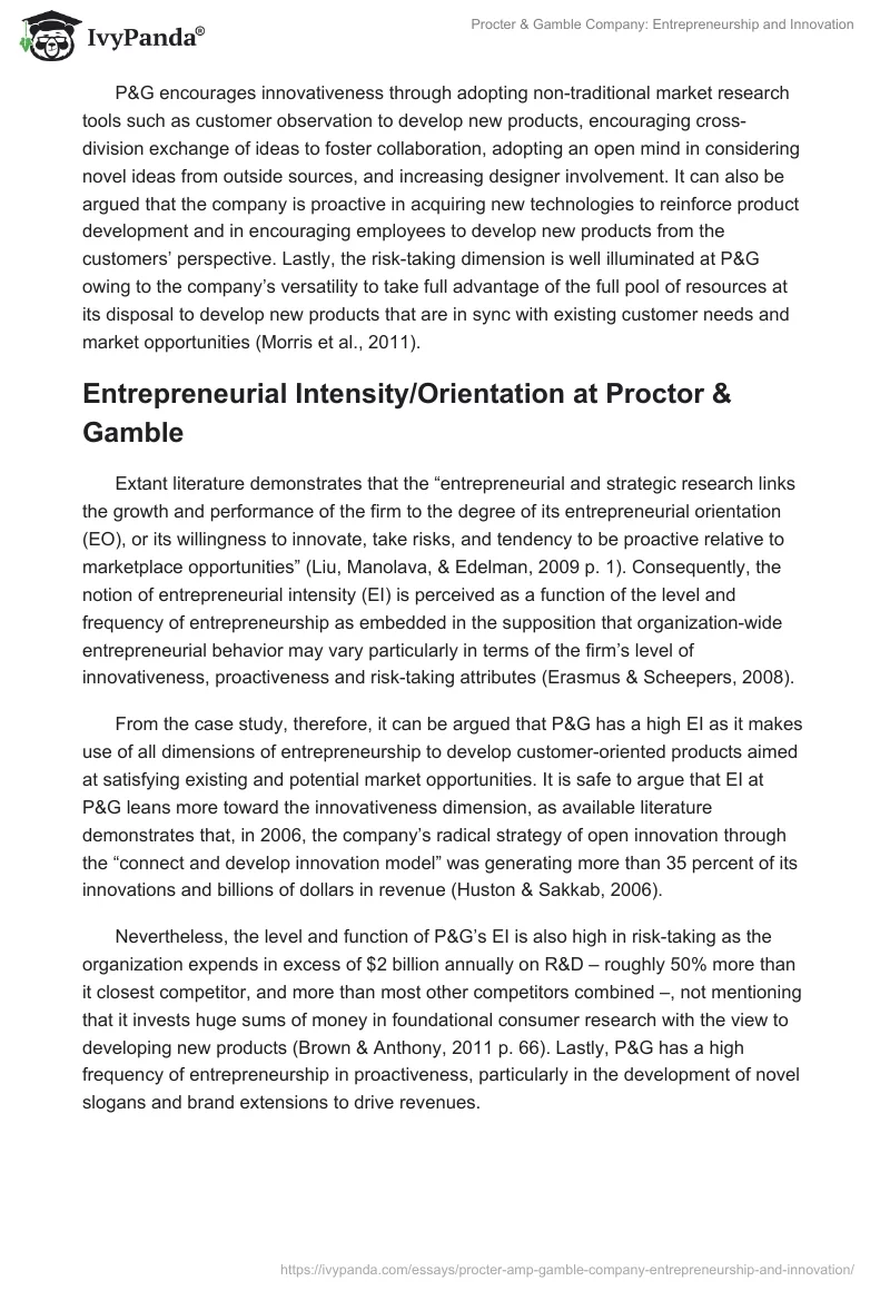 Procter & Gamble Company: Entrepreneurship and Innovation. Page 2