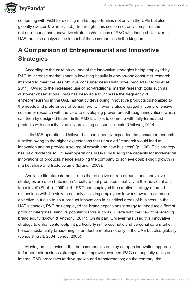 Procter & Gamble Company: Entrepreneurship and Innovation. Page 4