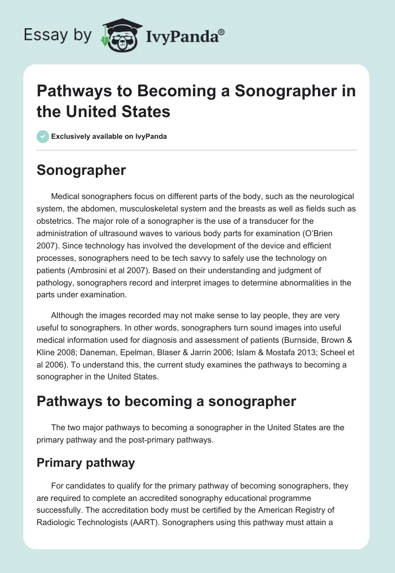 Pathways to Becoming a Sonographer in the United States. Page 1