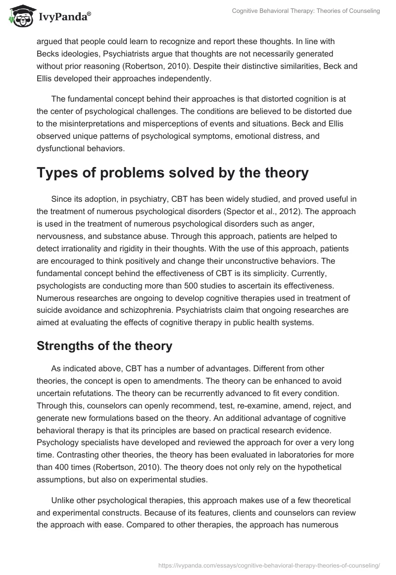 Cognitive Behavioral Therapy: Theories of Counseling. Page 3
