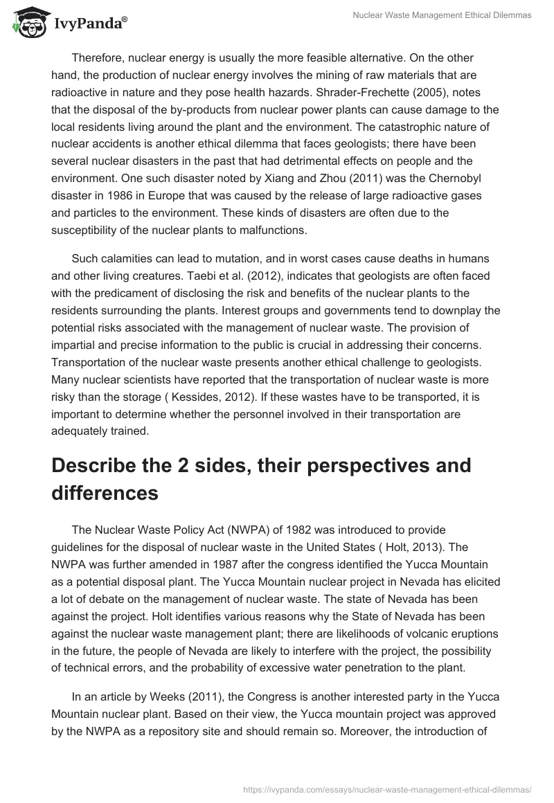 Nuclear Waste Management Ethical Dilemmas. Page 2