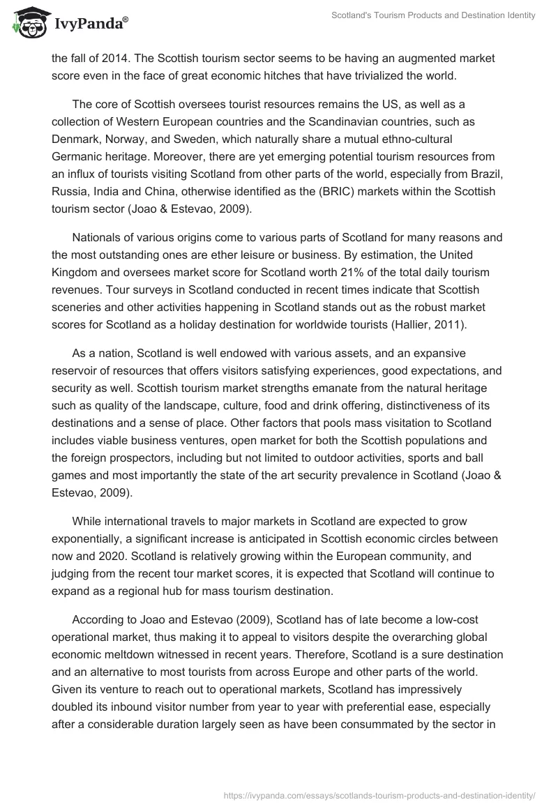Scotland's Tourism Products and Destination Identity. Page 2